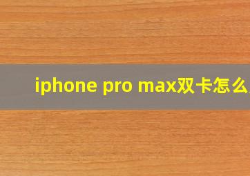 iphone pro max双卡怎么用